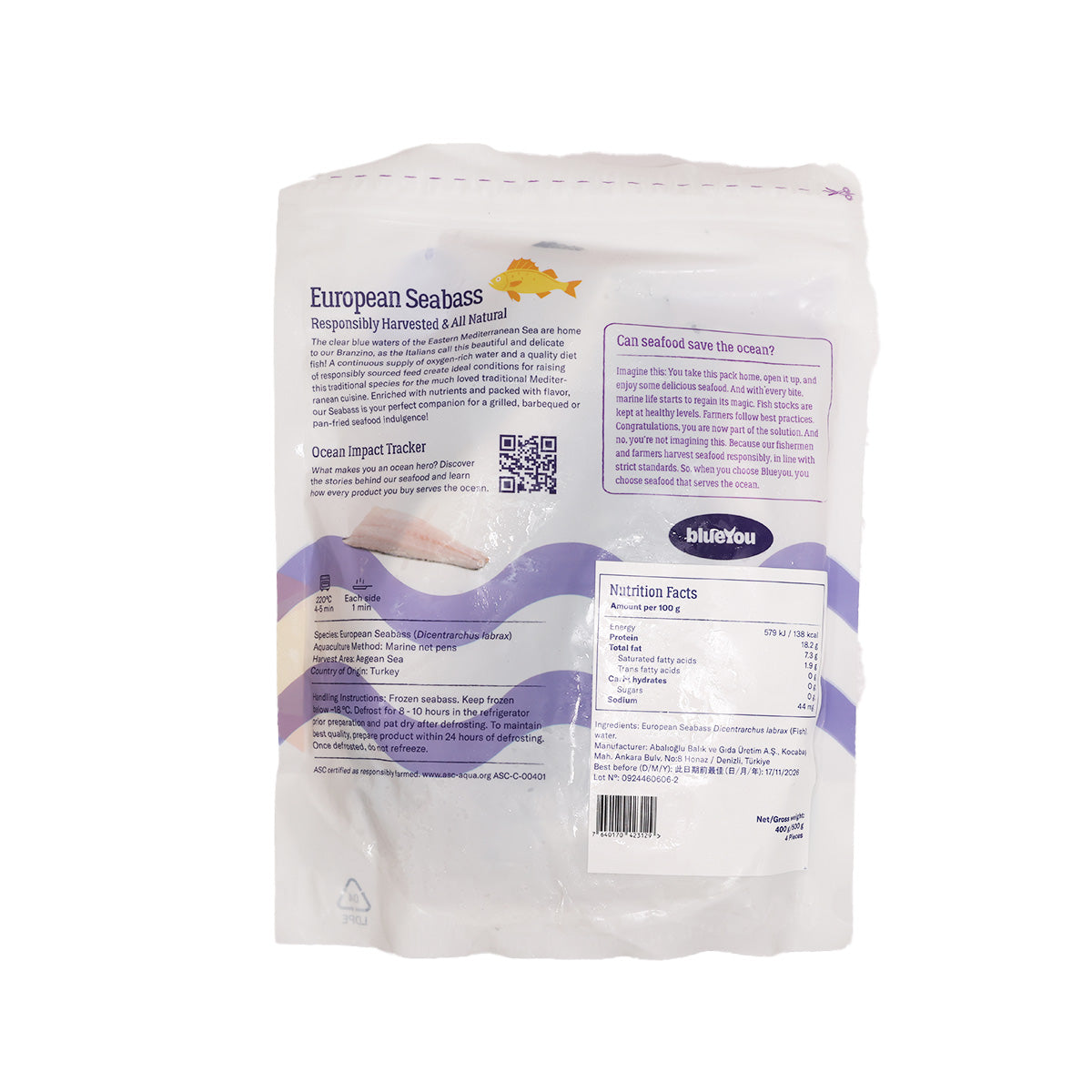 BLUEYOU 土耳其急凍鱸魚 - ASC  (400g)